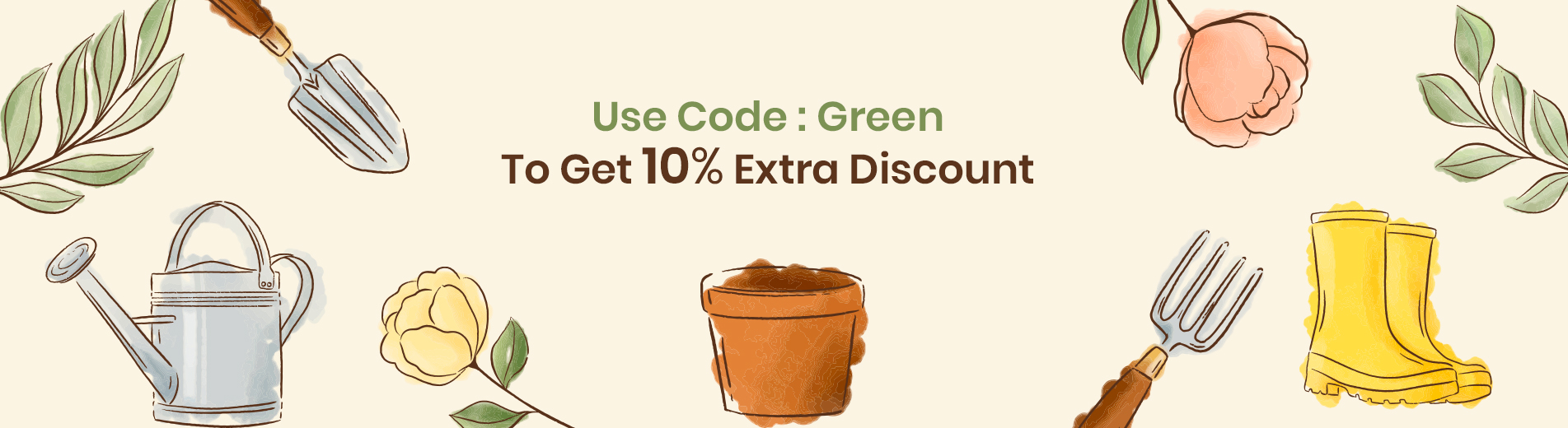 Banner 10 off code green